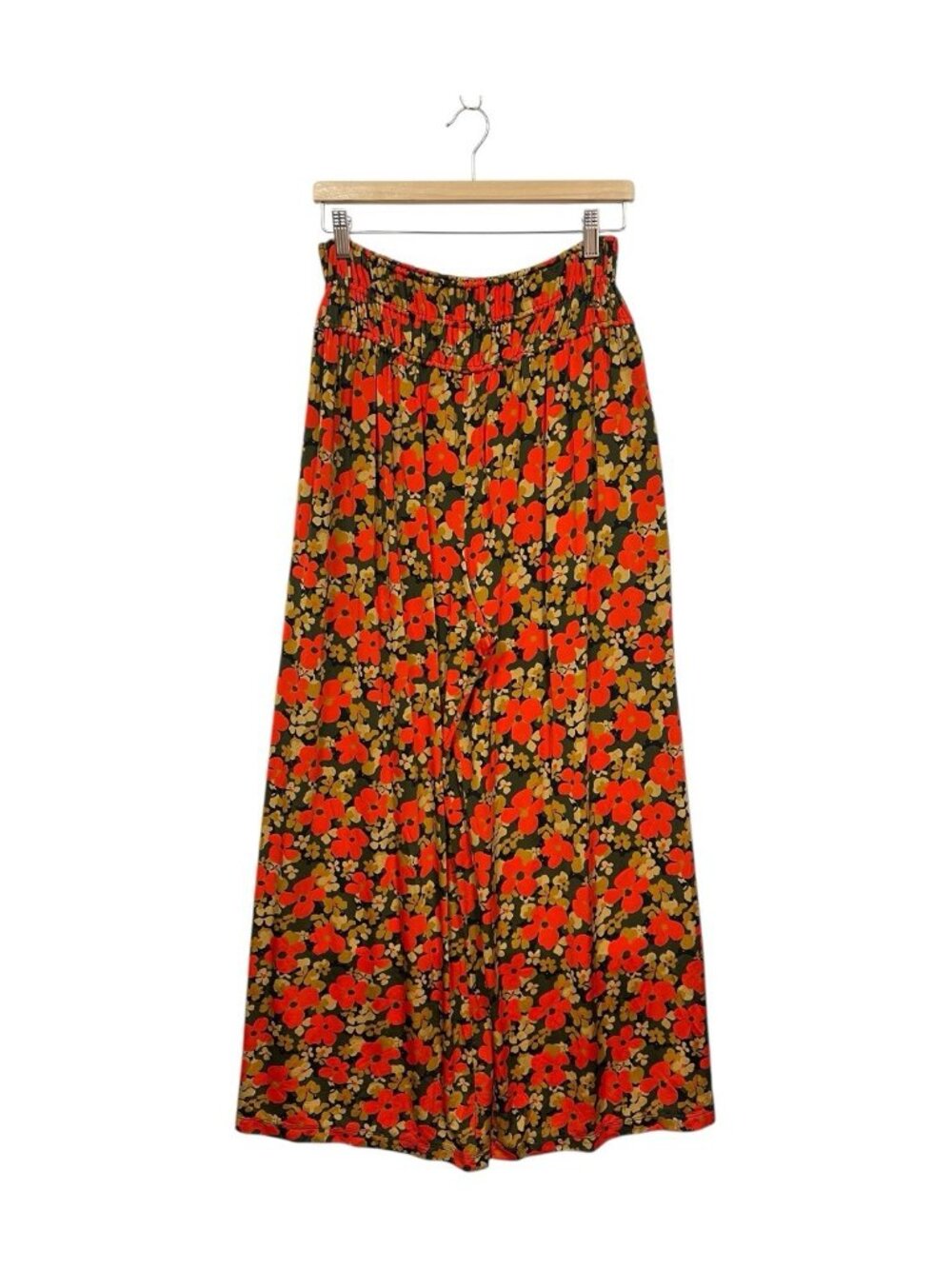 Rosetta Getty Wide Leg Floral Pants Size S Small Red